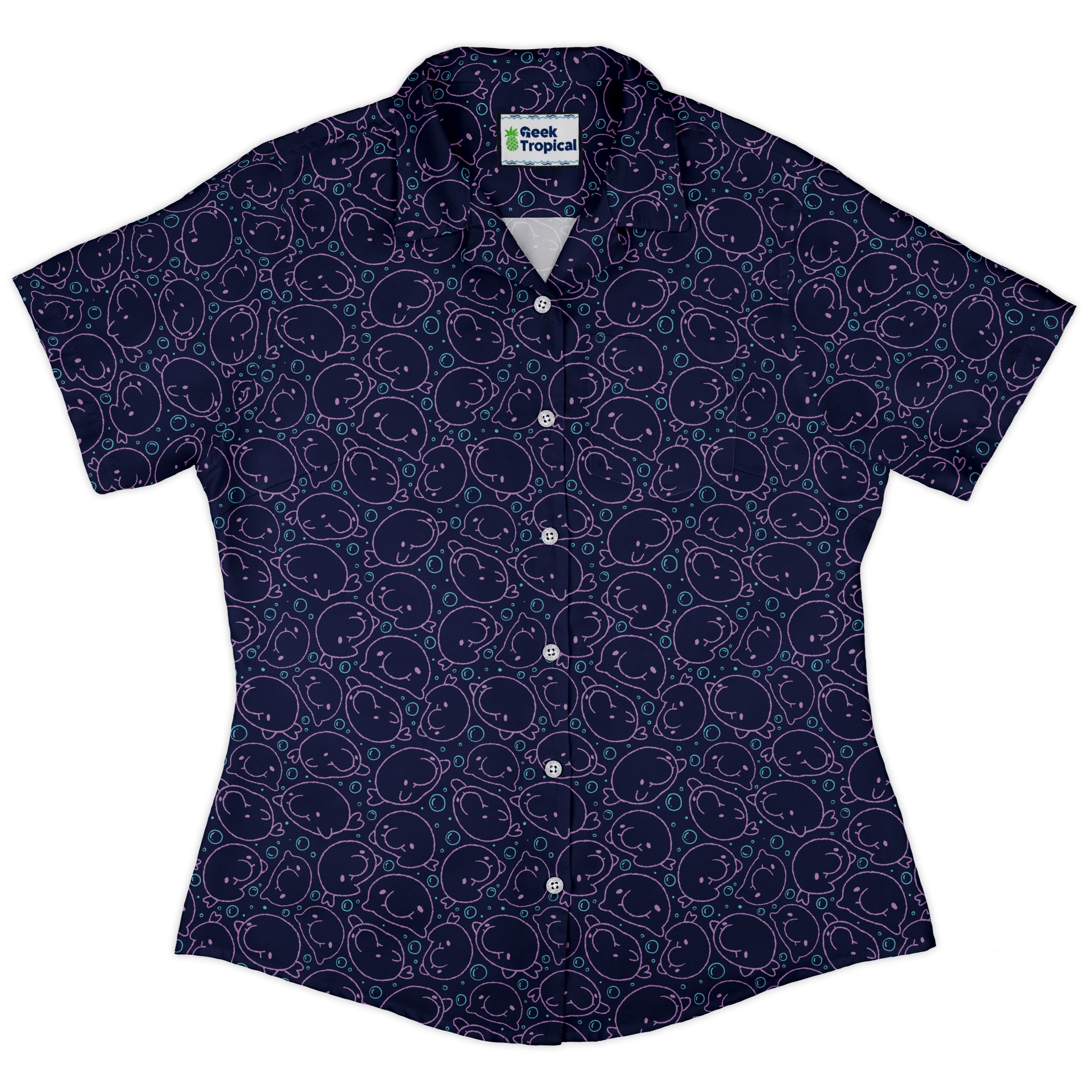 TheBlob Pink Blue Curvy Button Up Shirt womens front