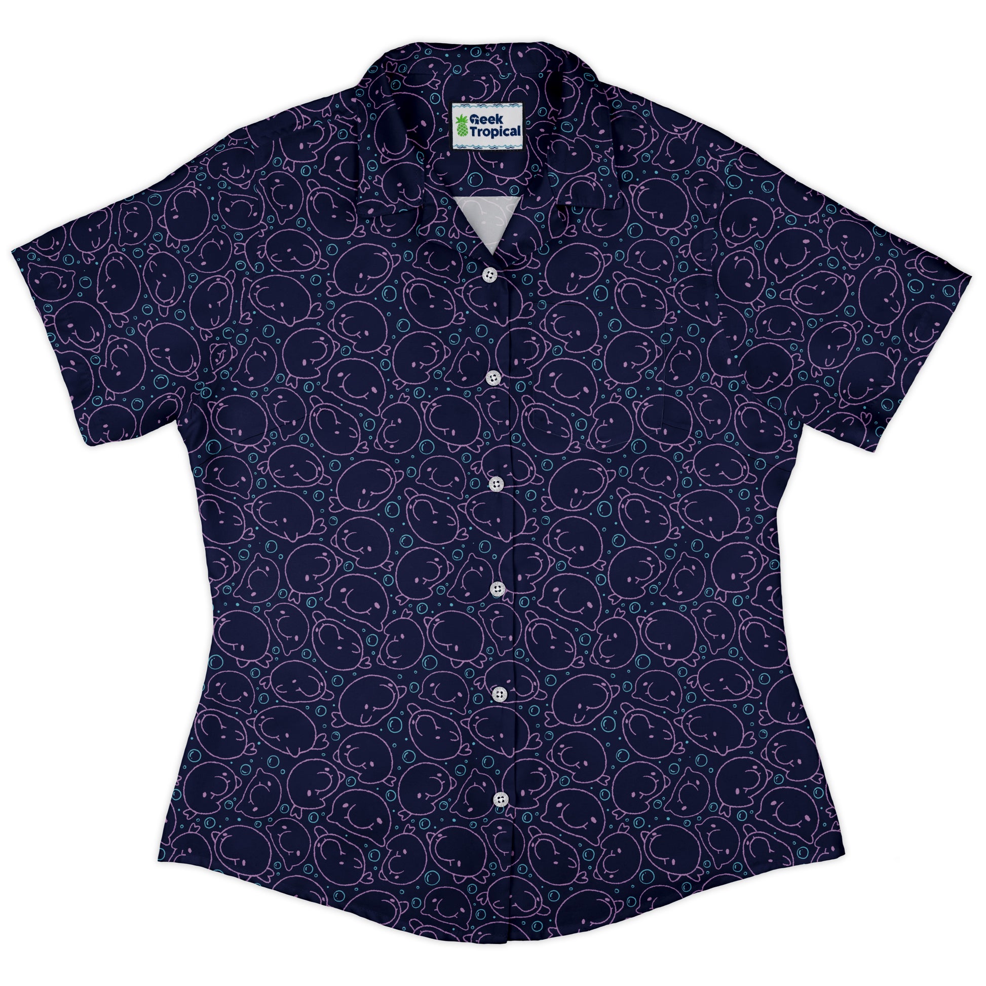 TheBlob Pink Blue Curvy Button Up Shirt womens front