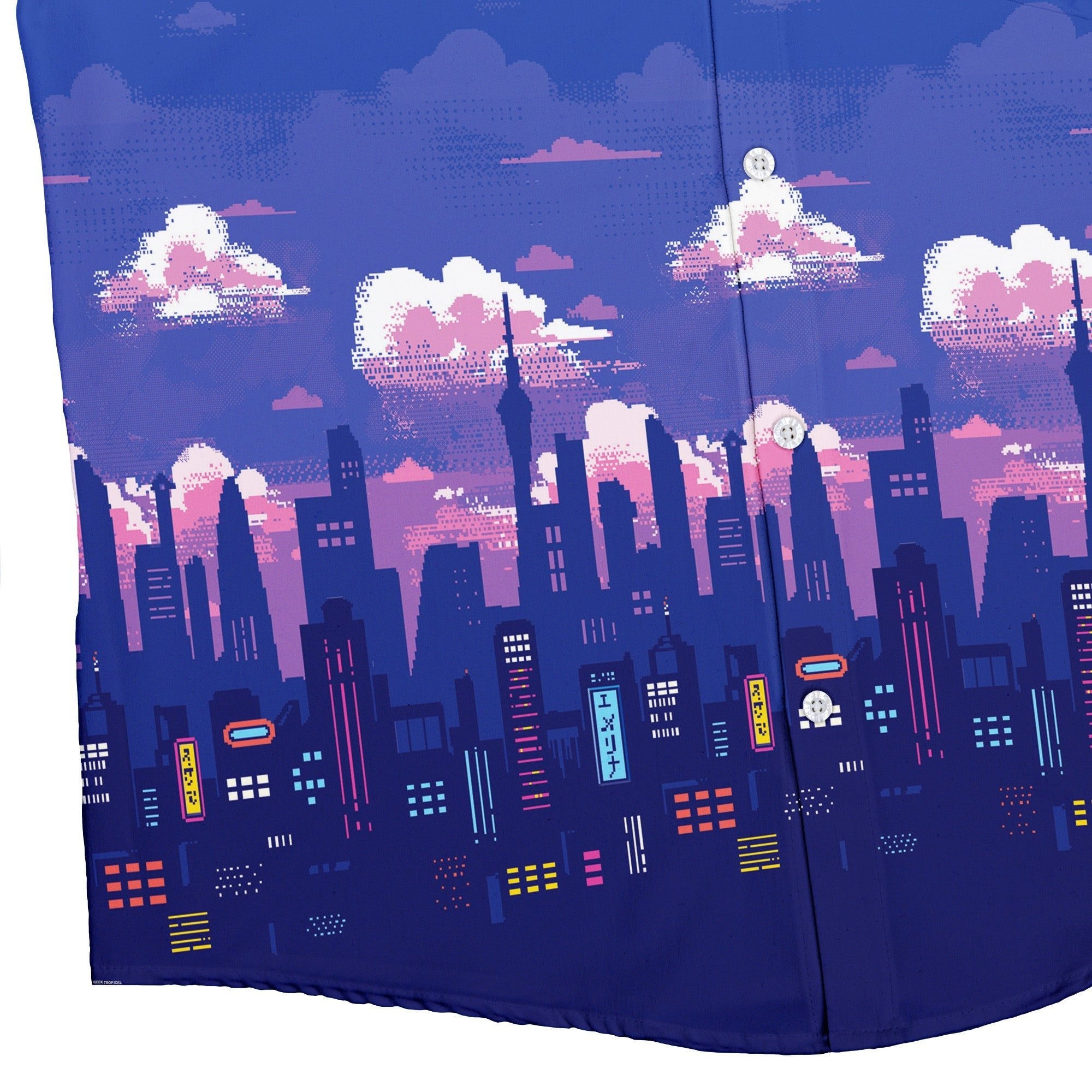 Tokyo Skyline Button Up Shirt Geek Nerd 0925 adult sizing All Adult Button Up Shirts