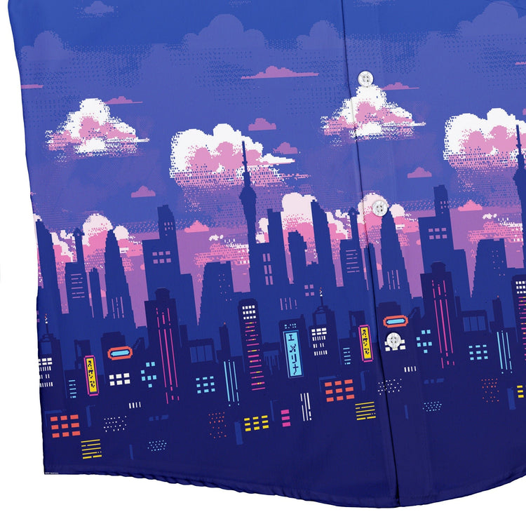 Tokyo Skyline Button Up Shirt Geek Nerd 0925 adult sizing All Adult Button Up Shirts