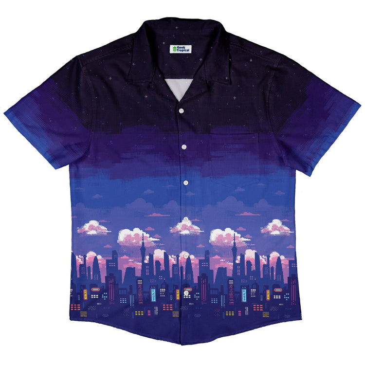 Tokyo Skyline Button Up Shirt Geek Nerd 0925 adult sizing All Adult Button Up Shirts