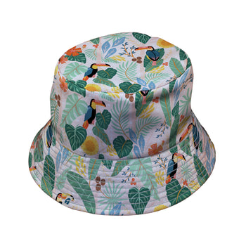 Toucan Tropica Bucket Hat Geek Nerd animal patterns botany print Design by Zirkus Design