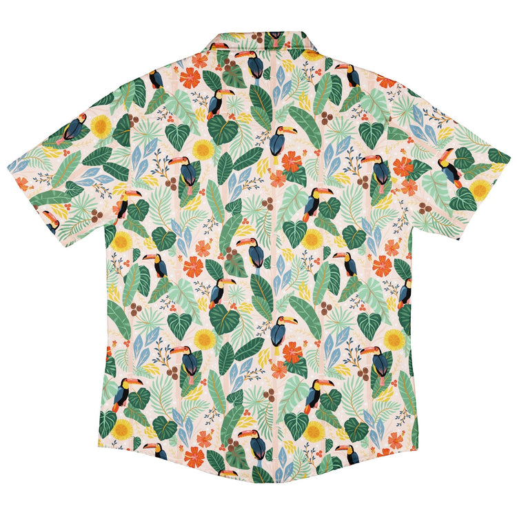 Toucan Tropica Button Up Shirt Geek Nerd adult sizing animal patterns botany print