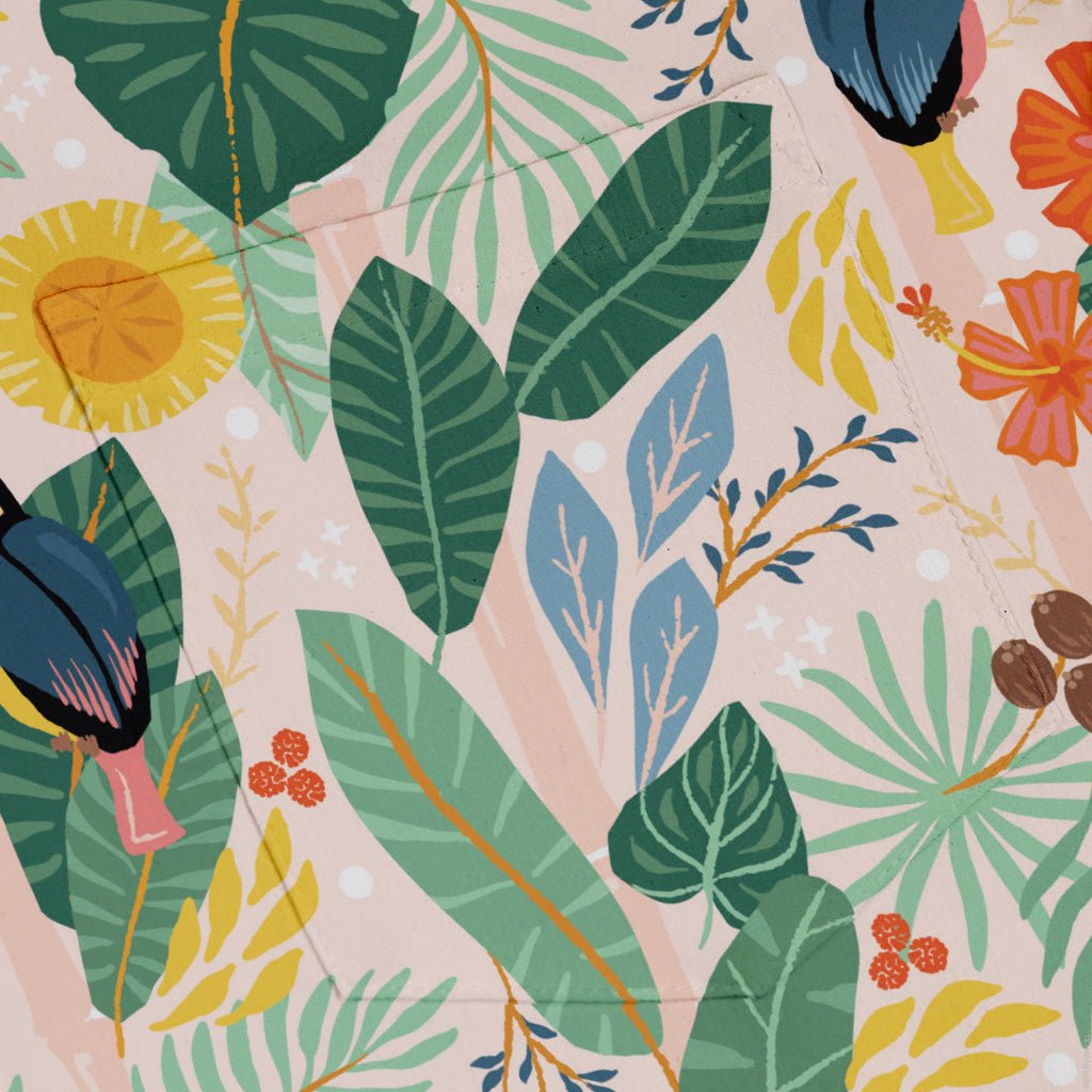 Toucan Tropica Button Up Shirt Geek Nerd adult sizing animal patterns botany print
