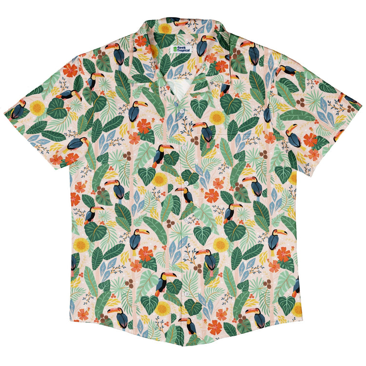 Toucan Tropica Button Up Shirt Geek Nerd adult sizing animal patterns botany print