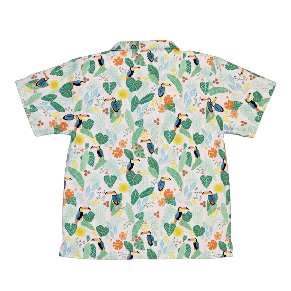 Toucan Tropica Youth Hawaiian Shirt Geek Nerd animal patterns botany print Design by Zirkus Design