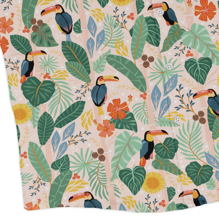 Toucan Tropica Long Sleeve Button Up Shirt Geek Nerd adult sizing animal patterns botany print
