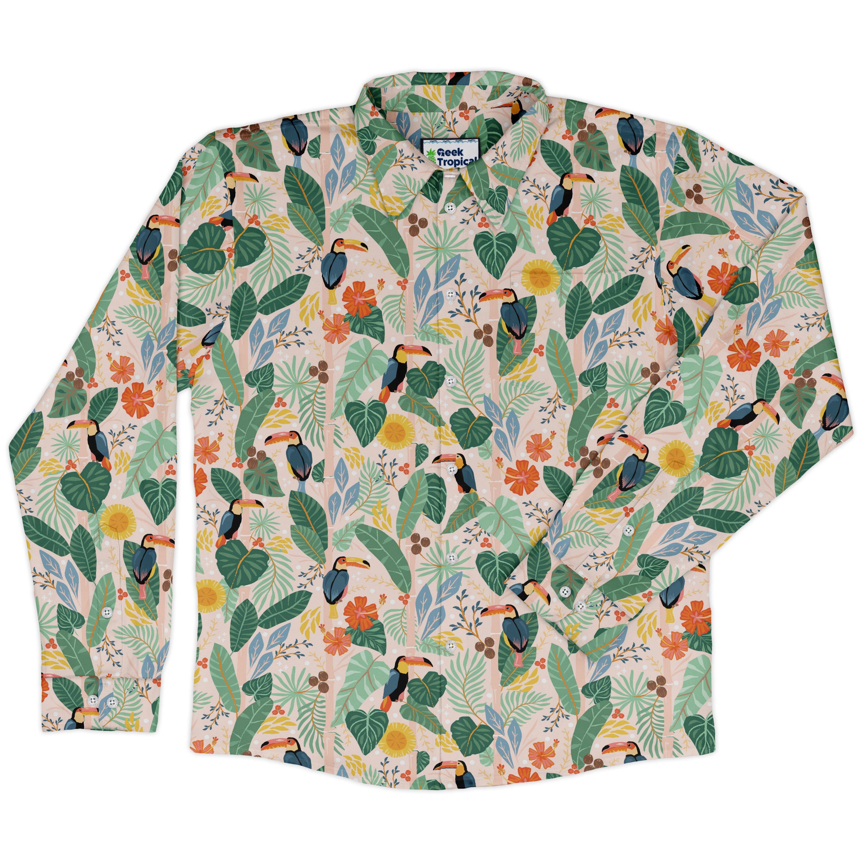Toucan Tropica Long Sleeve Button Up Shirt