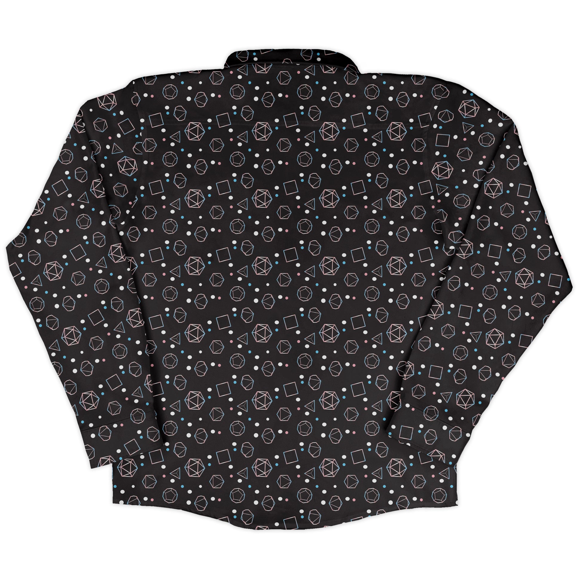 Trans Pride Flag Dnd Dice Long Sleeve Button Up Shirt