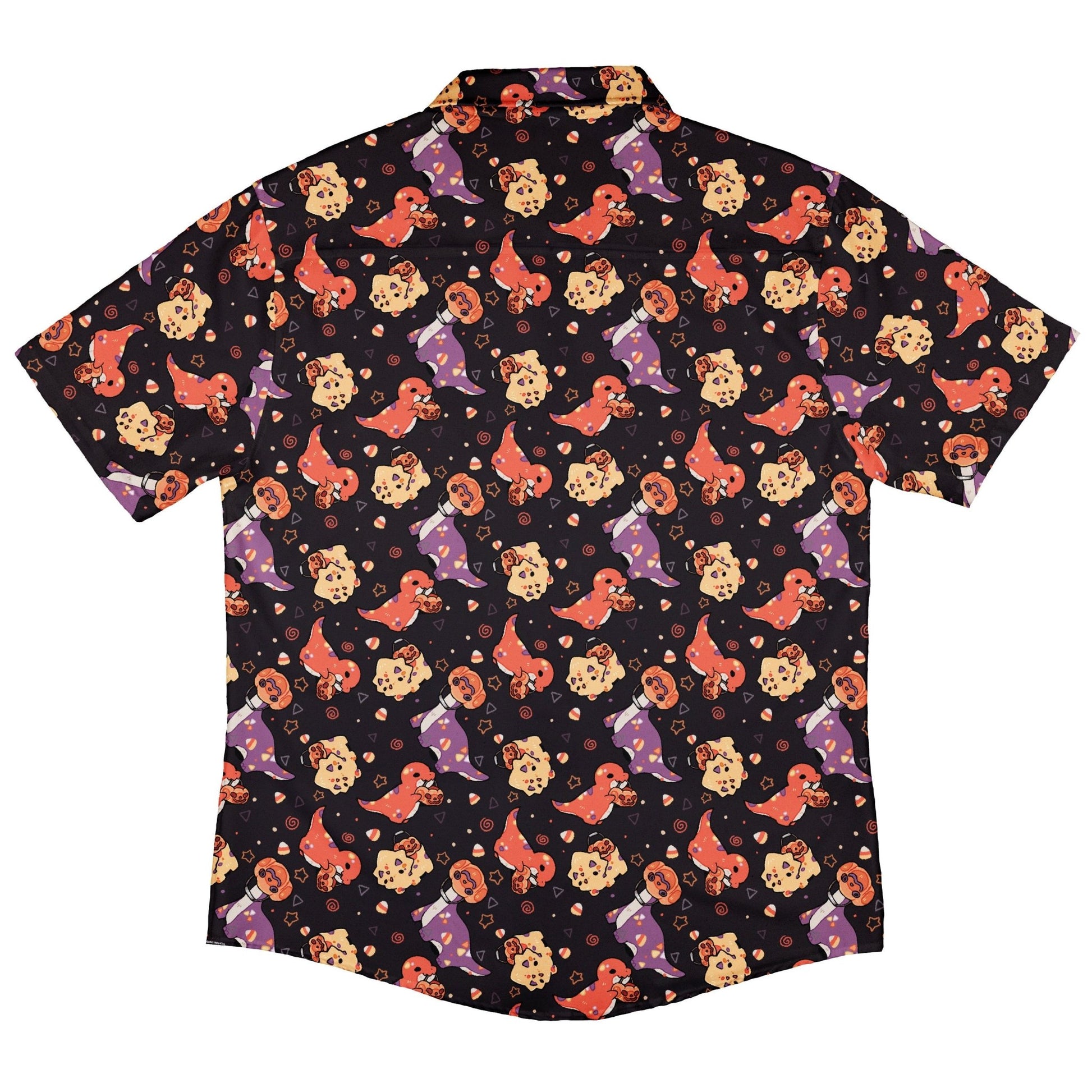 Trick or Treat Dinos Button Up Shirt Geek Nerd 0925 adult sizing All Adult Button Up Shirts