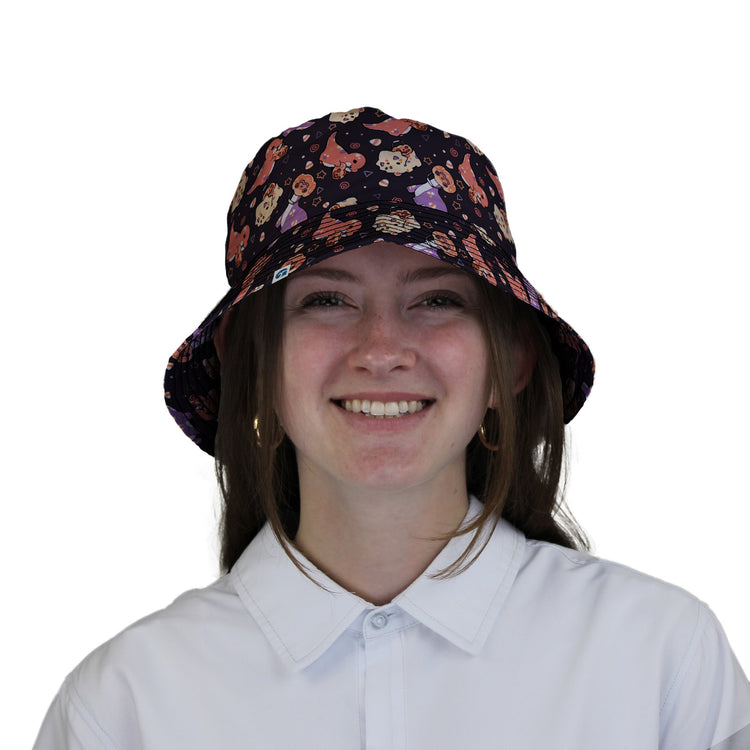 Trick or Treat Dinos Bucket Hat Geek Nerd 0925 Design by Ardi Tong dinosaur print