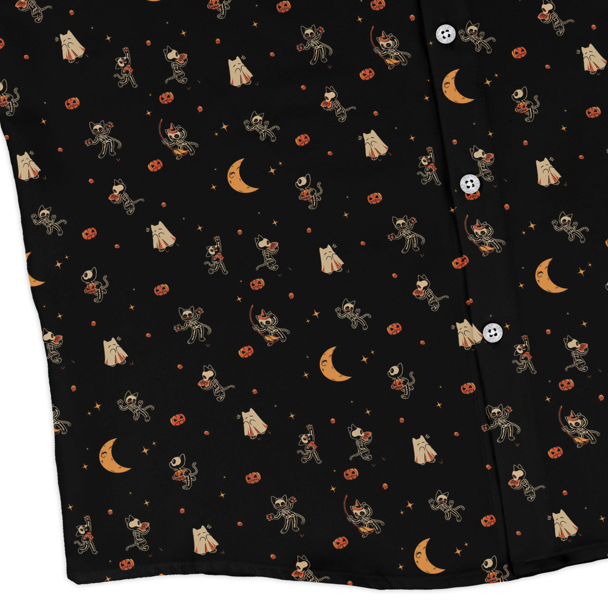 Trick or Treat Halloween Cats Long Sleeve Button Up Shirt corner