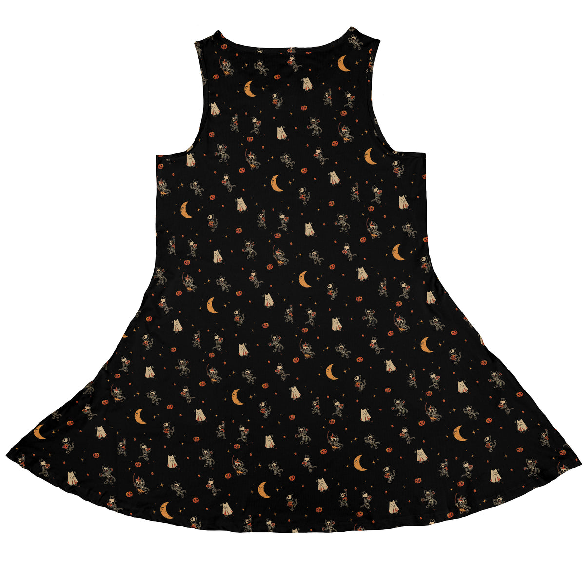Trick or Treat Halloween Cats Sleeveless Dress back