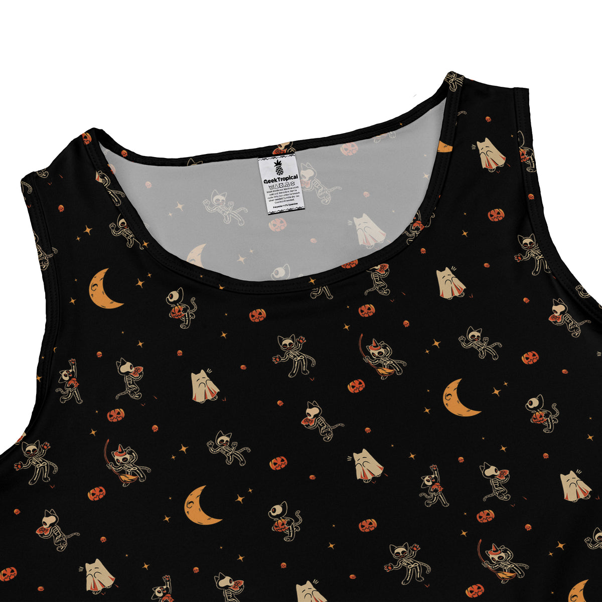 Trick or Treat Halloween Cats Sleeveless Dress close front