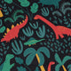 Tropical Dinosaur Green Aloha Long Sleeve Button Up Shirt Geek Nerd adult sizing dinosaur print FLOW DESC WRITING