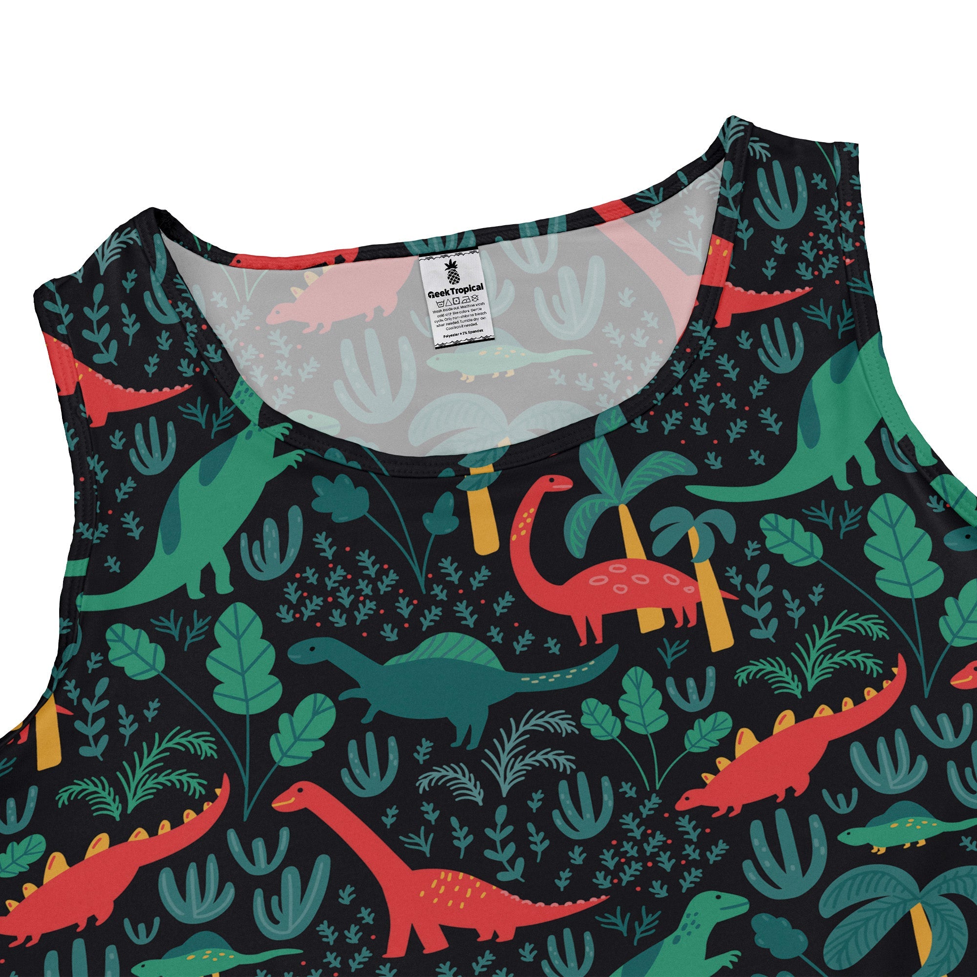 Tropical Dinosaur Green Aloha Dress Geek Nerd dinosaur print lx - C Maximalist Patterns