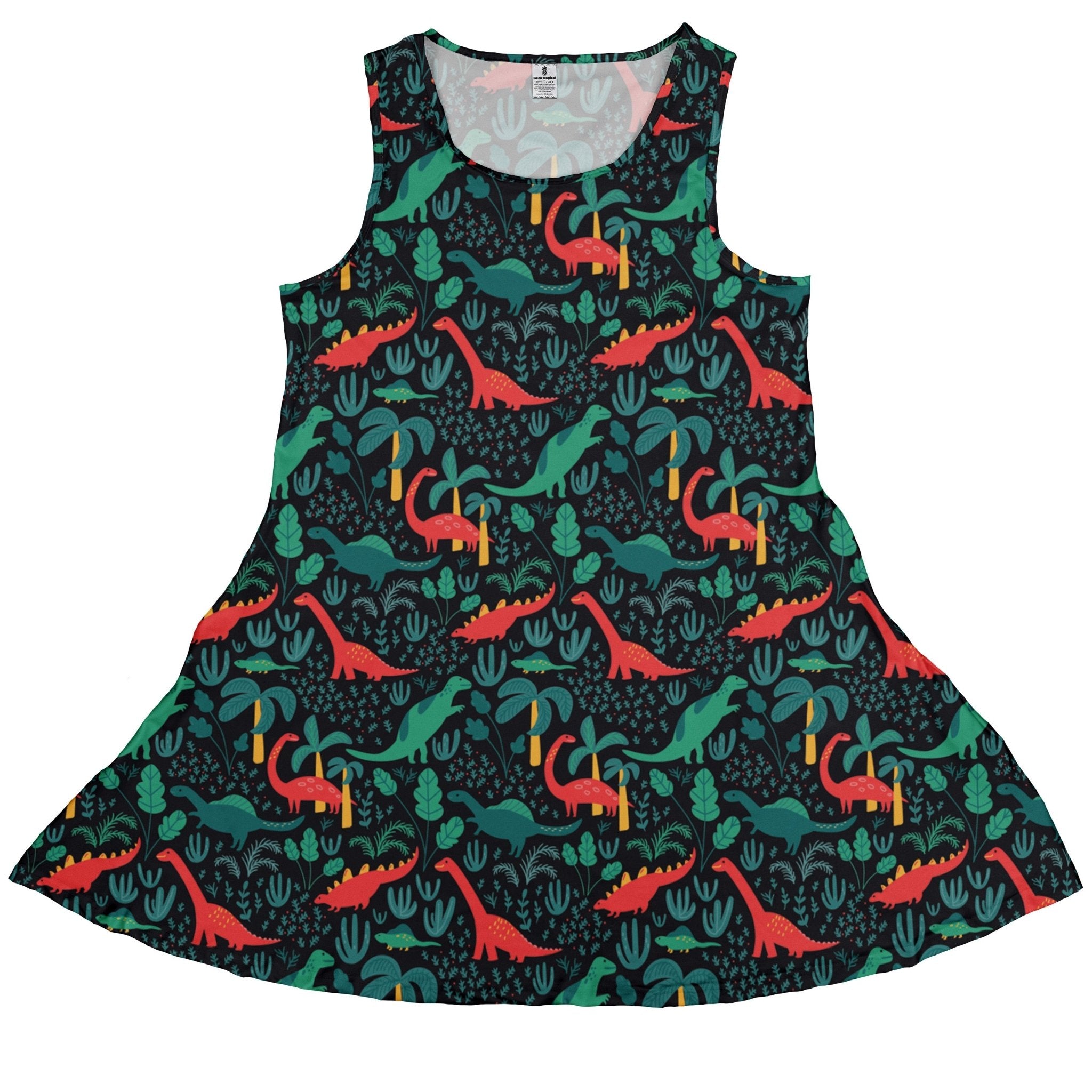 Tropical Dinosaur Green Aloha Dress Geek Nerd dinosaur print lx - C Maximalist Patterns