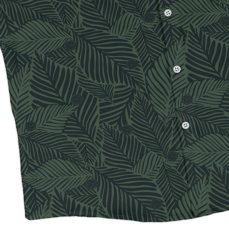 Tropical Dnd Dice Long Sleeve Button Up Shirt Geek Nerd adult sizing Design by Dunking Toast dnd & rpg print