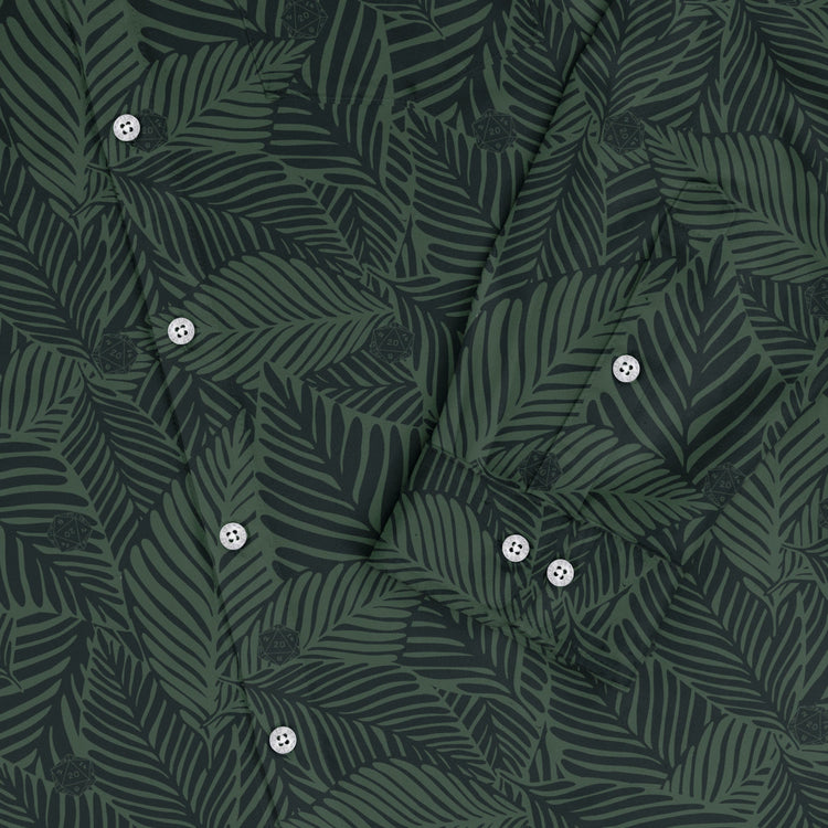Tropical Dnd Dice Long Sleeve Button Up Shirt Geek Nerd adult sizing Design by Dunking Toast dnd & rpg print