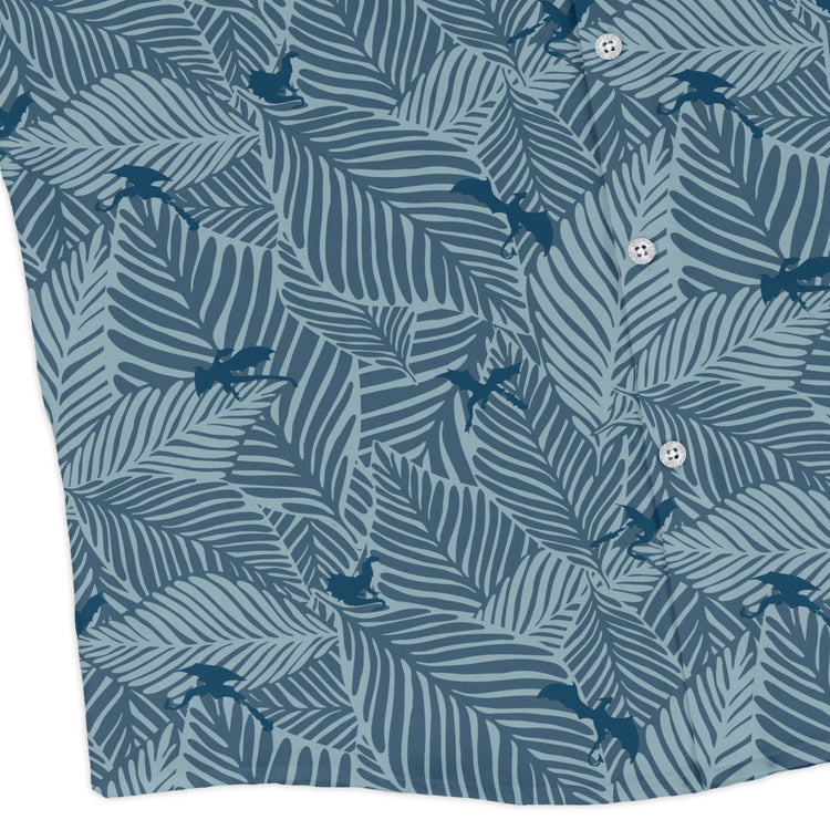 Tropical Dragons Long Sleeve Button Up Shirt Geek Nerd adult sizing Design by Dunking Toast dnd & rpg print