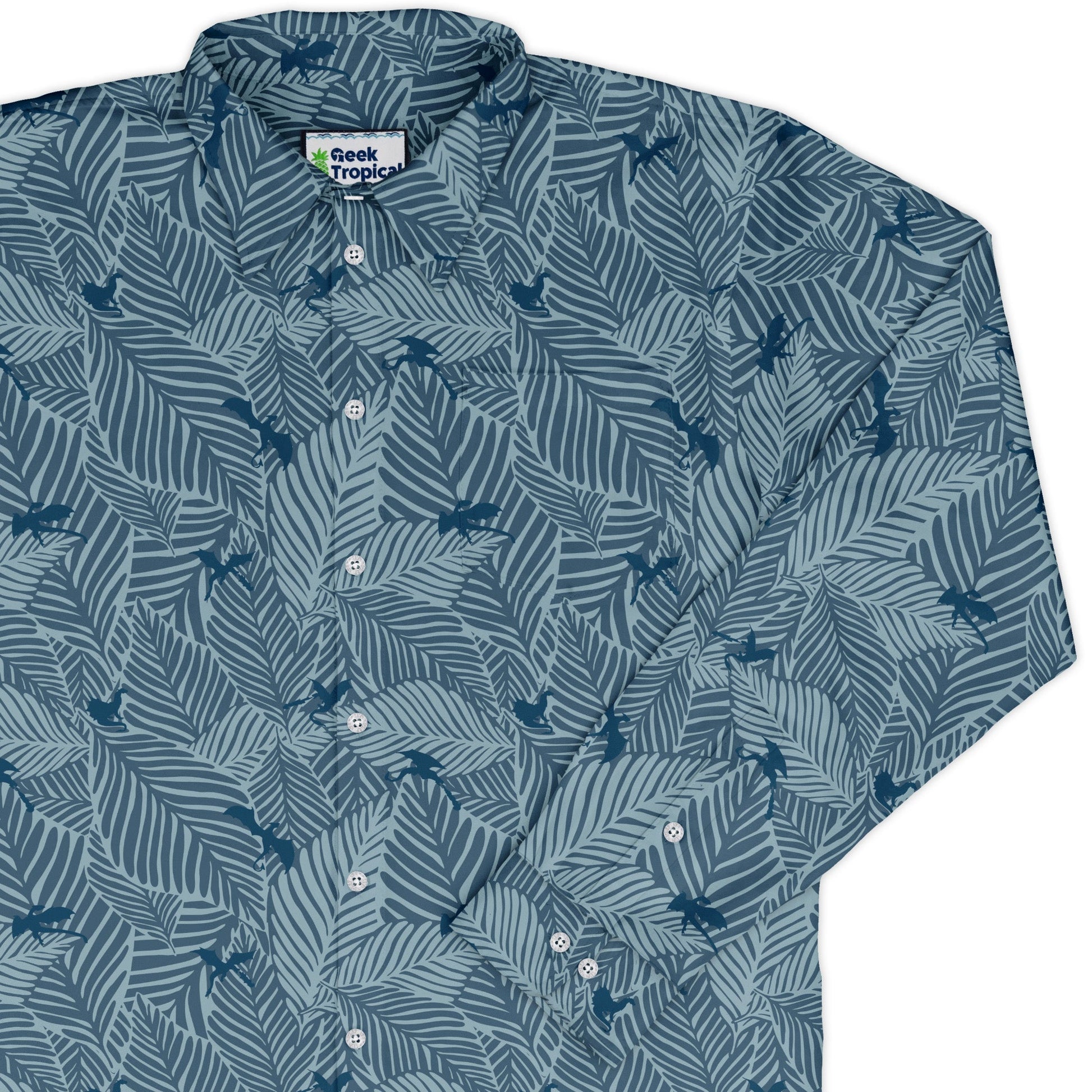 Tropical Dragons Long Sleeve Button Up Shirt
