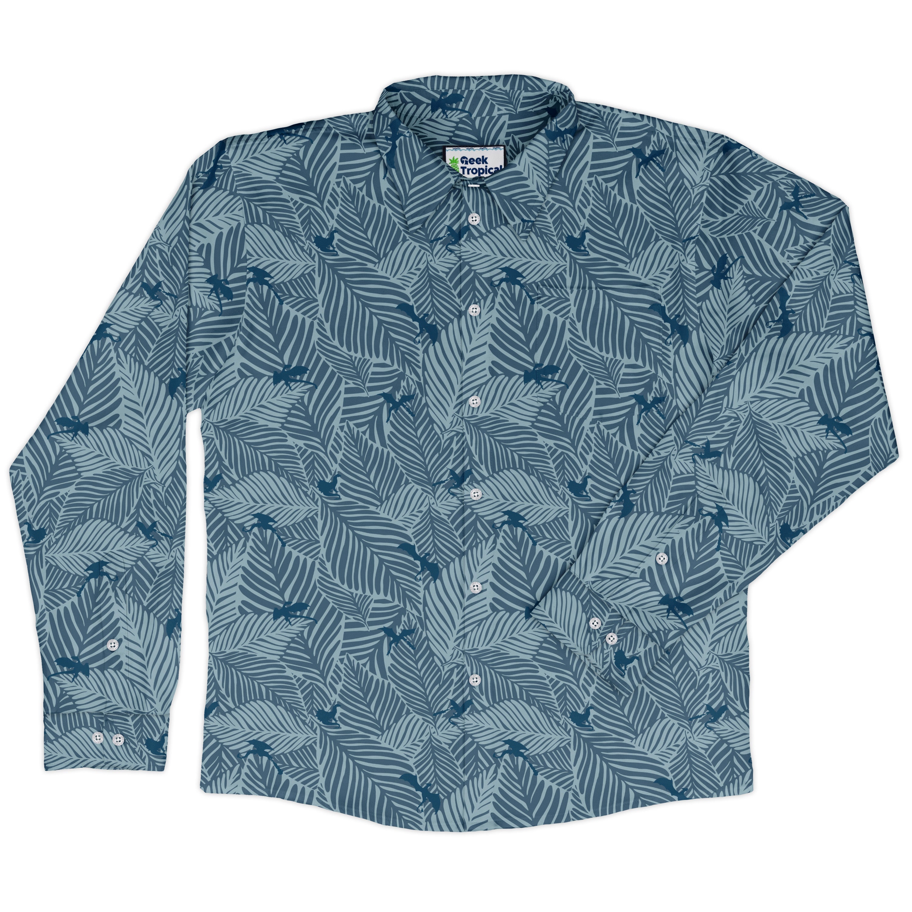 Tropical Dragons Long Sleeve Button Up Shirt