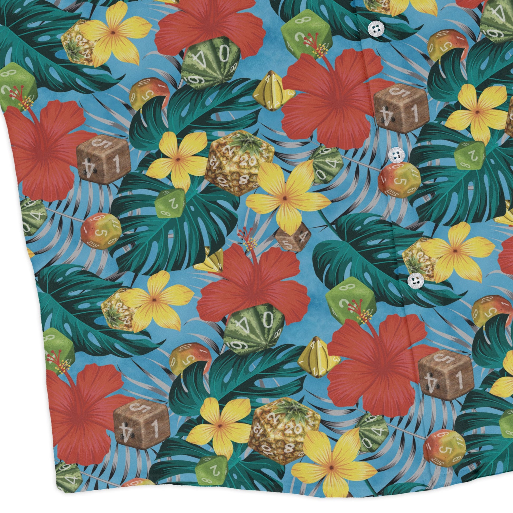 Tropical Fruit Dice Dnd Long Sleeve Button Up Shirt
