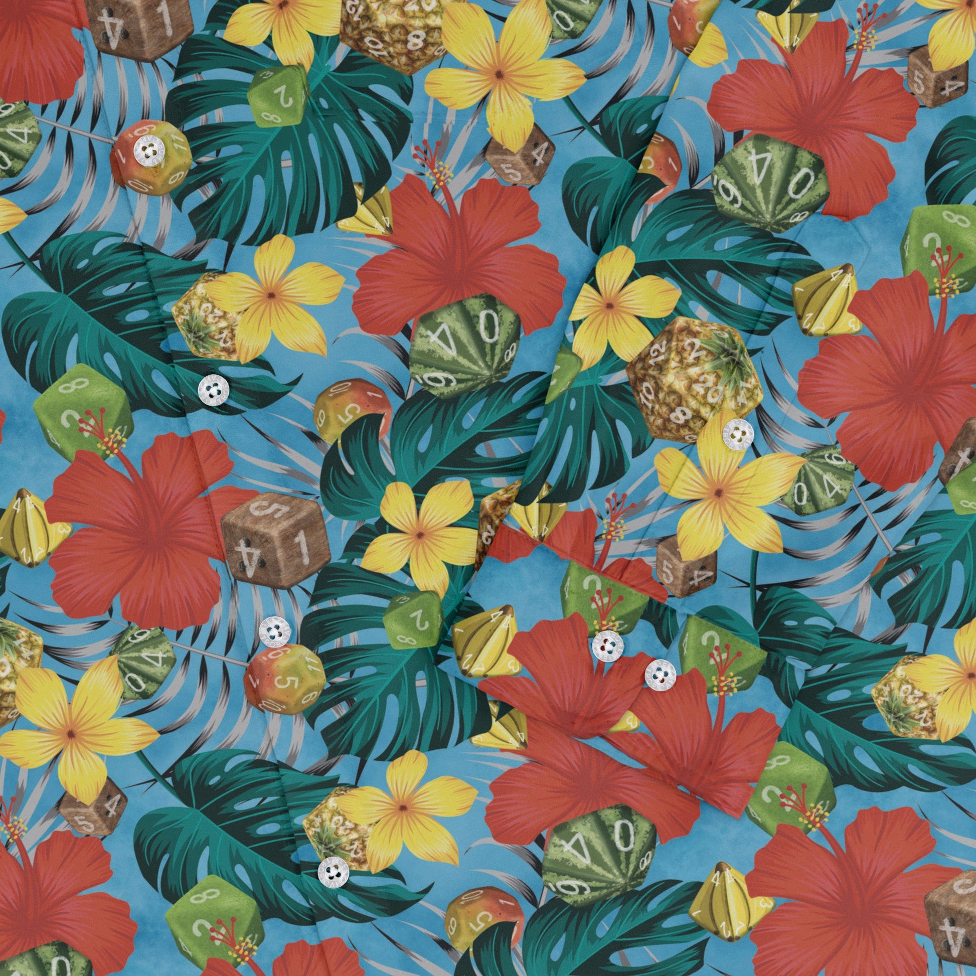 Tropical Fruit Dice Dnd Long Sleeve Button Up Shirt