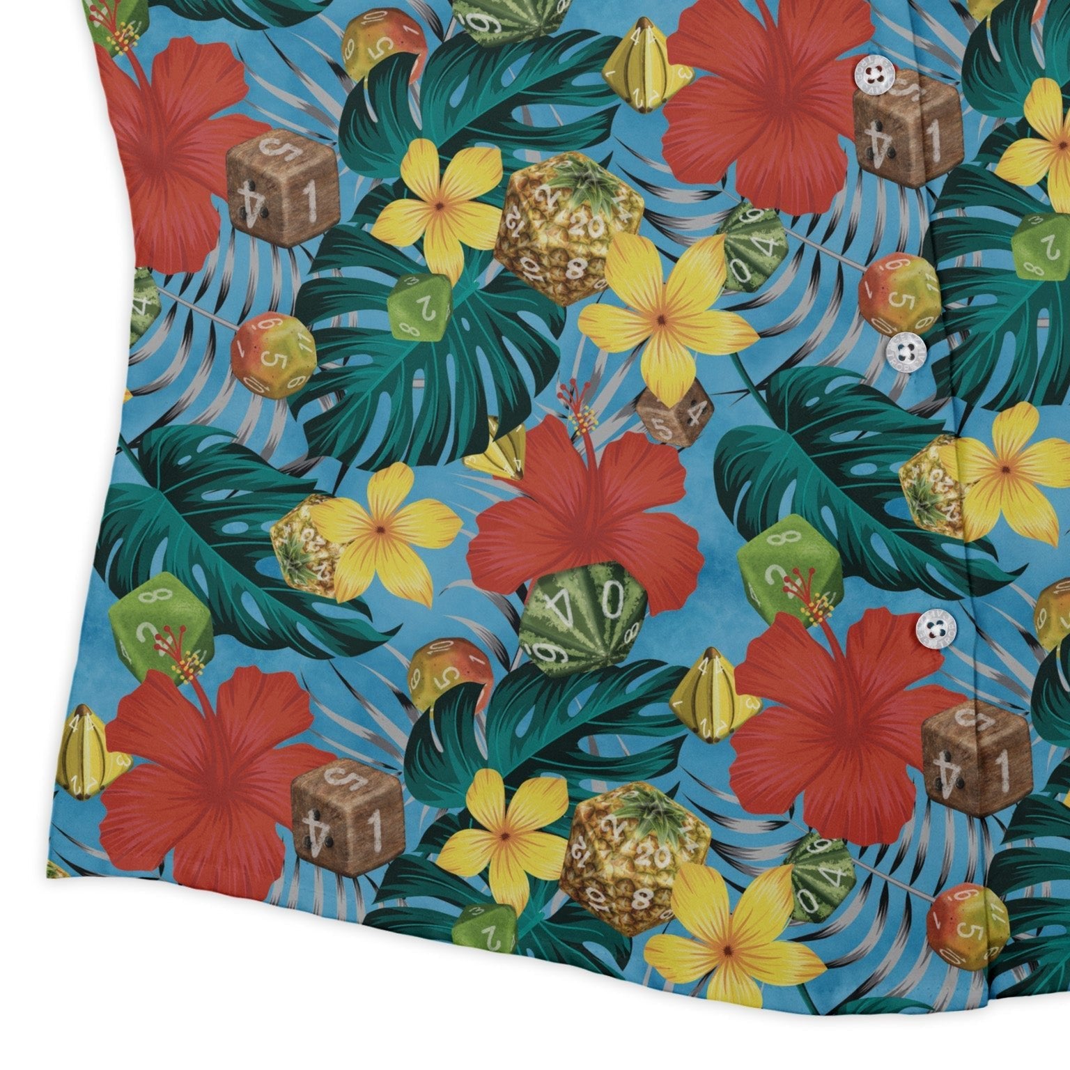 Tropical Fruit Dice Dnd Curvy Button Up Shirt Geek Nerd Designs by Nathan dnd & rpg print Q3