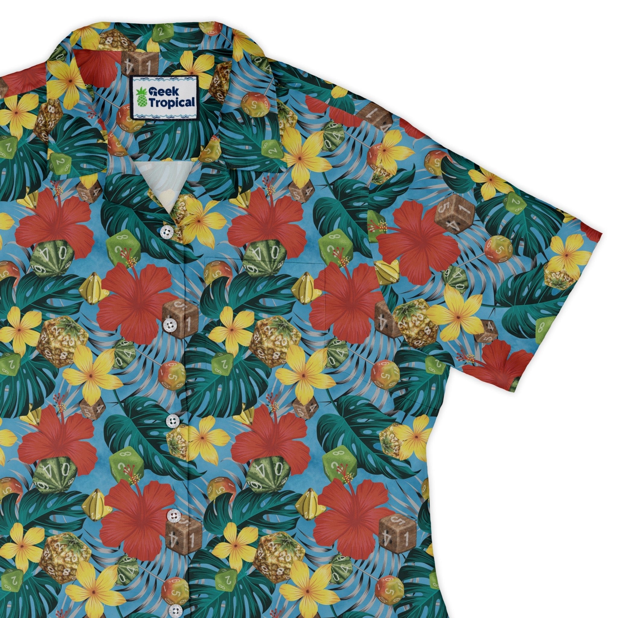 Tropical Fruit Dice Dnd Curvy Button Up Shirt Geek Nerd Designs by Nathan dnd & rpg print Q3