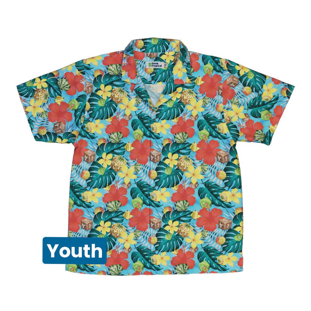 Tropical Fruit Dice Dnd Youth Hawaiian Shirt - Designs by Nathan - dnd & rpg print - Q3