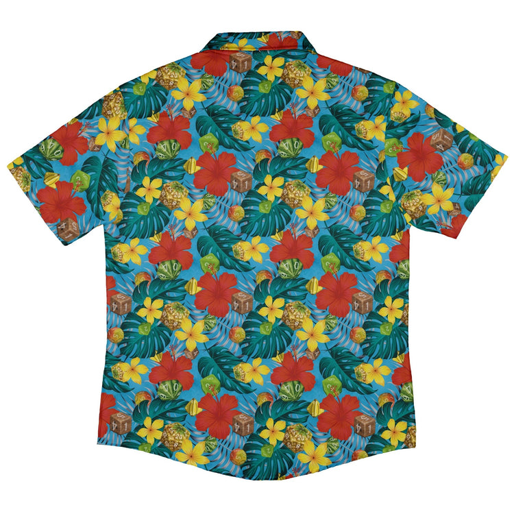 Tropical Fruit Dice Dnd Button Up Shirt - adult sizing - Designs by Nathan - dnd & rpg print