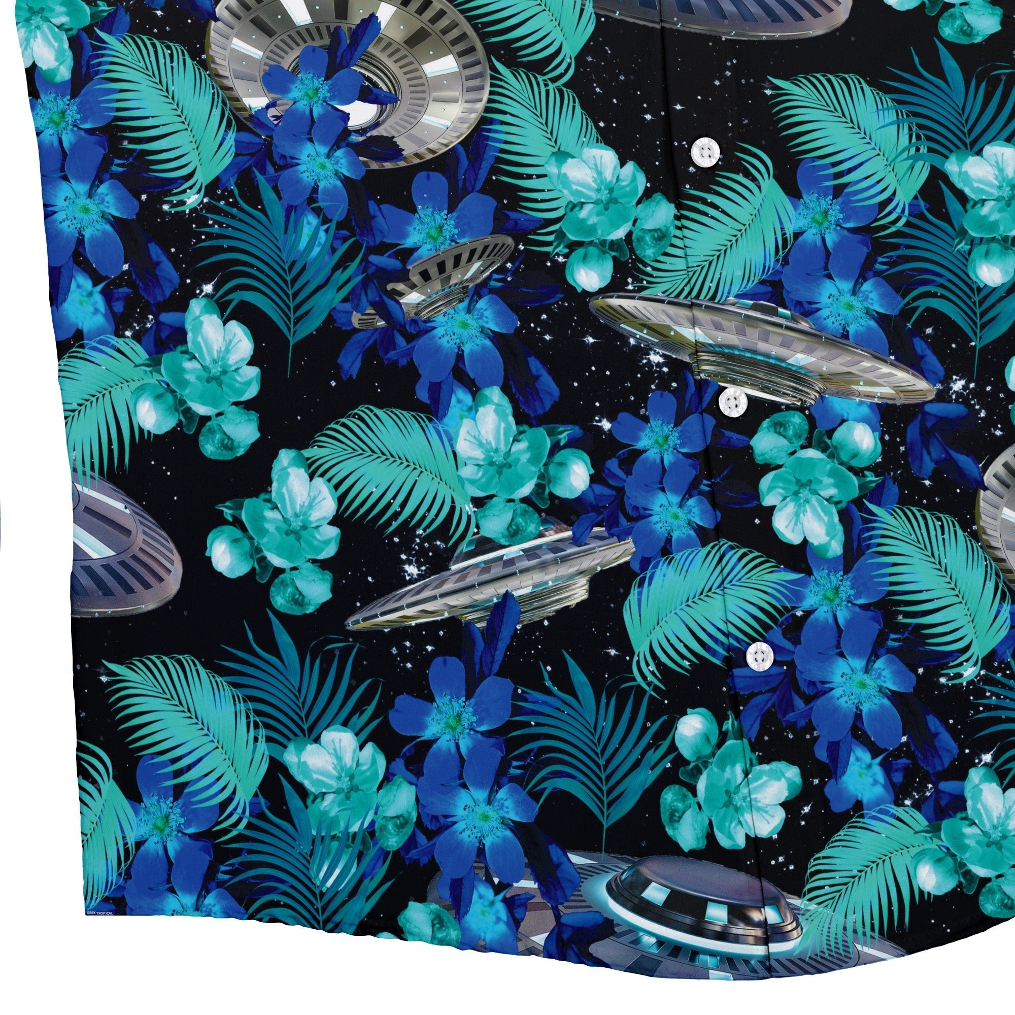 Tropical UFO Space Button Up Shirt - adult sizing - Design by Random Galaxy - Maximalist Patterns