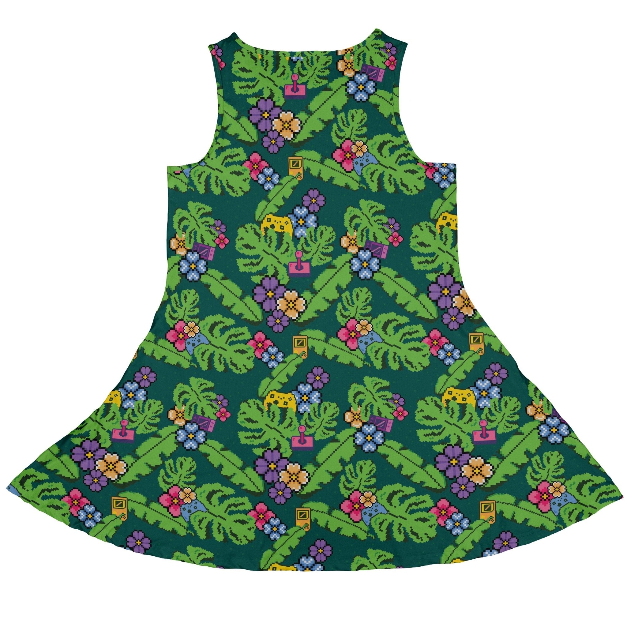 Tropical Video Game Pixels Dress Geek Nerd Design by Dunking Toast lx - C Tropical Hawaiian Patterns