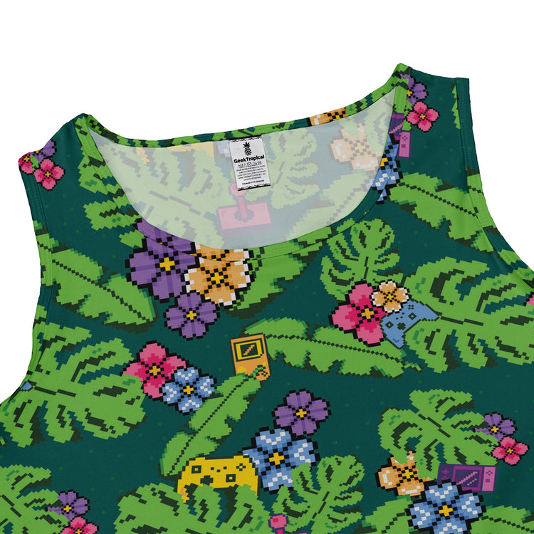 Tropical Video Game Pixels Dress Geek Nerd Design by Dunking Toast lx - C Tropical Hawaiian Patterns