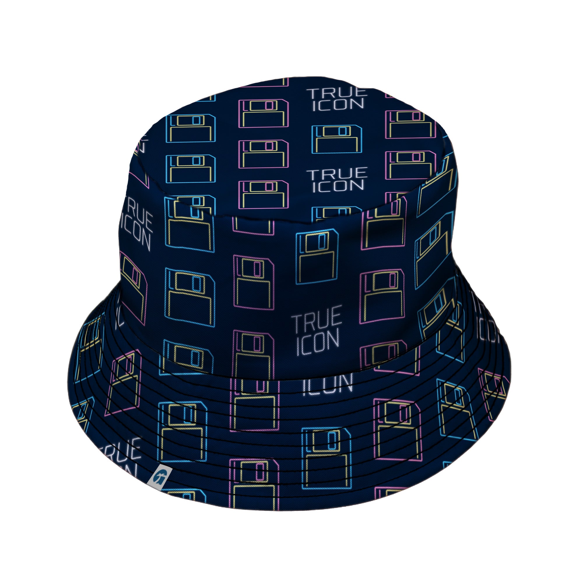 True Icon Floppy Disk Bucket Hat Black Stitching