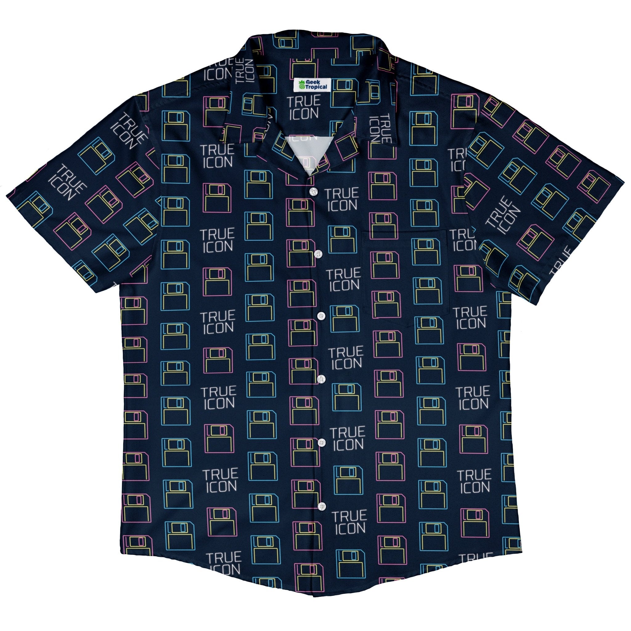 True Icon Floppy Disk Button Up Shirt 5