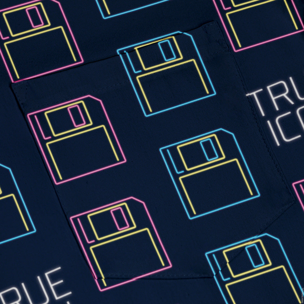 True Icon Floppy Disk Button Up Shirt Pocket