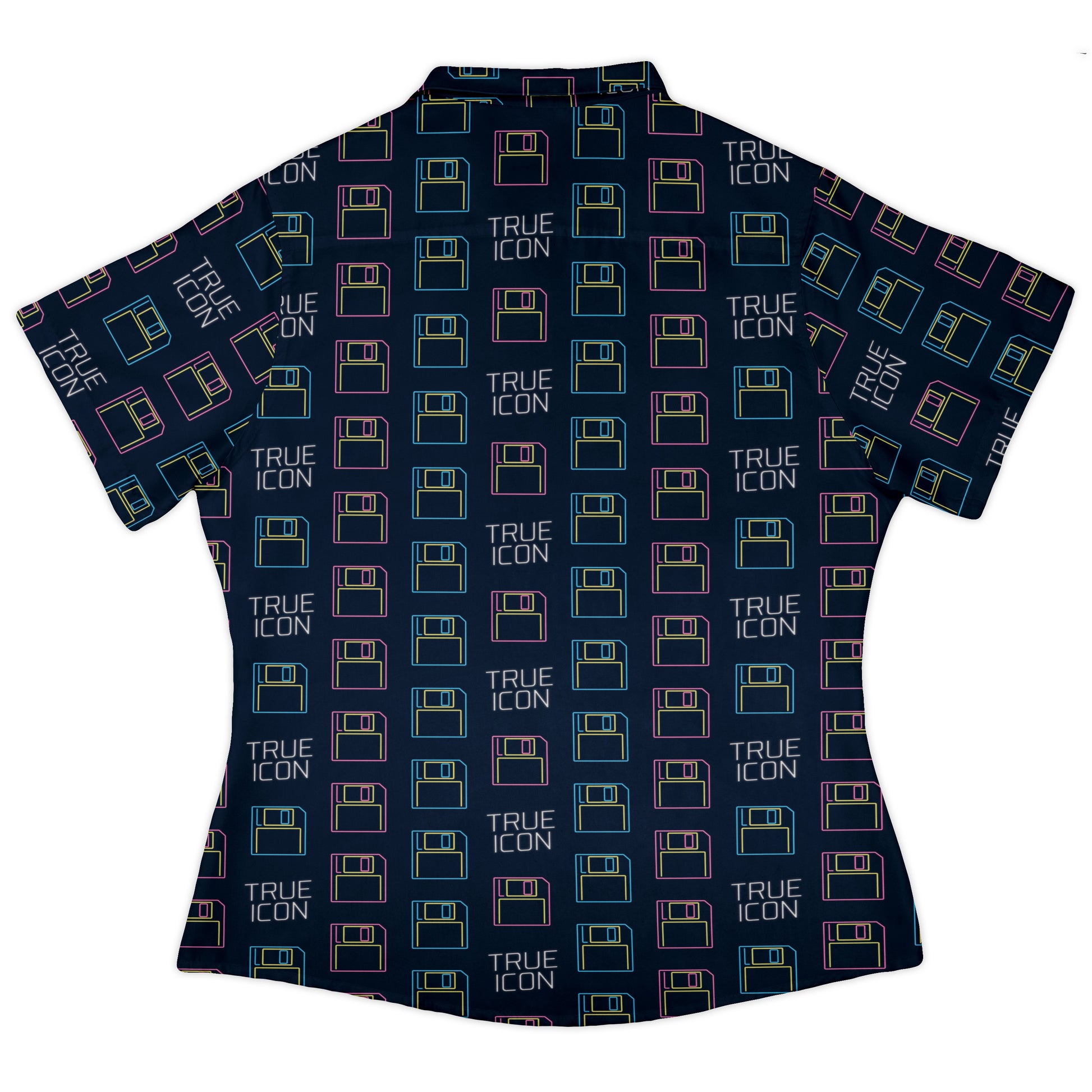 True Icon Floppy Disk Curvy Button Up Shirt Old Curvy Button Up Shirt womens back