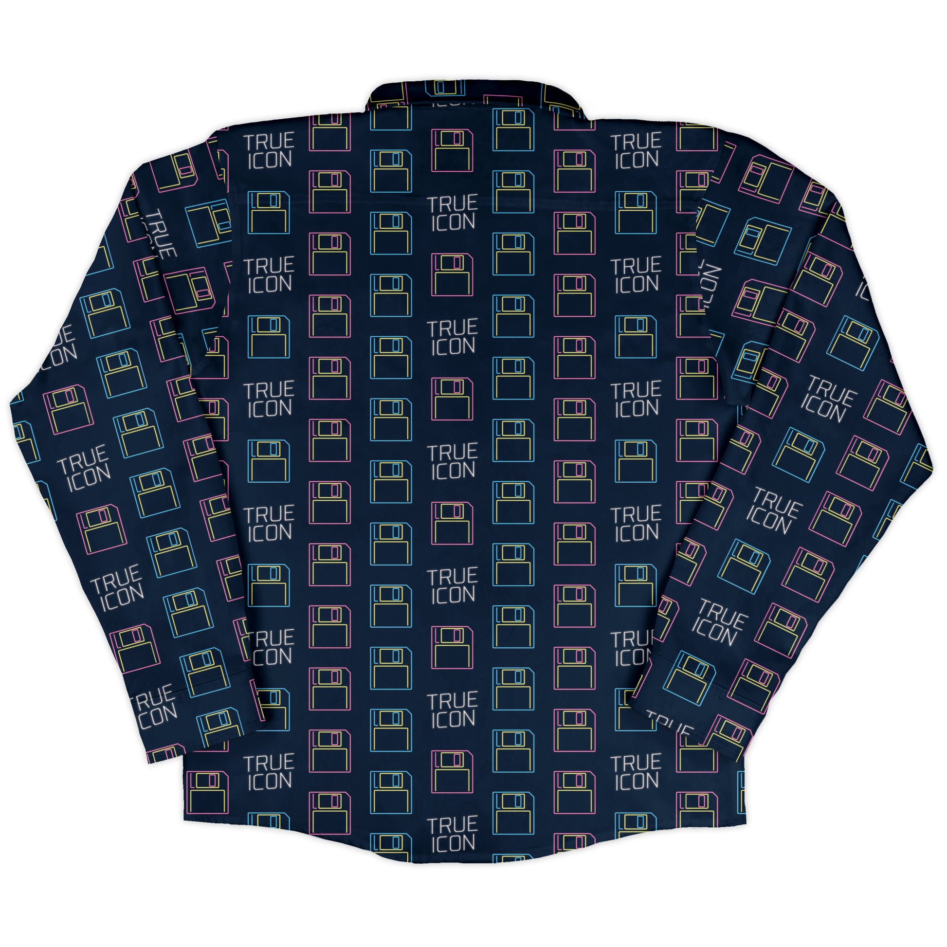 True Icon Floppy Disk Long Sleeve Button Up Shirt back