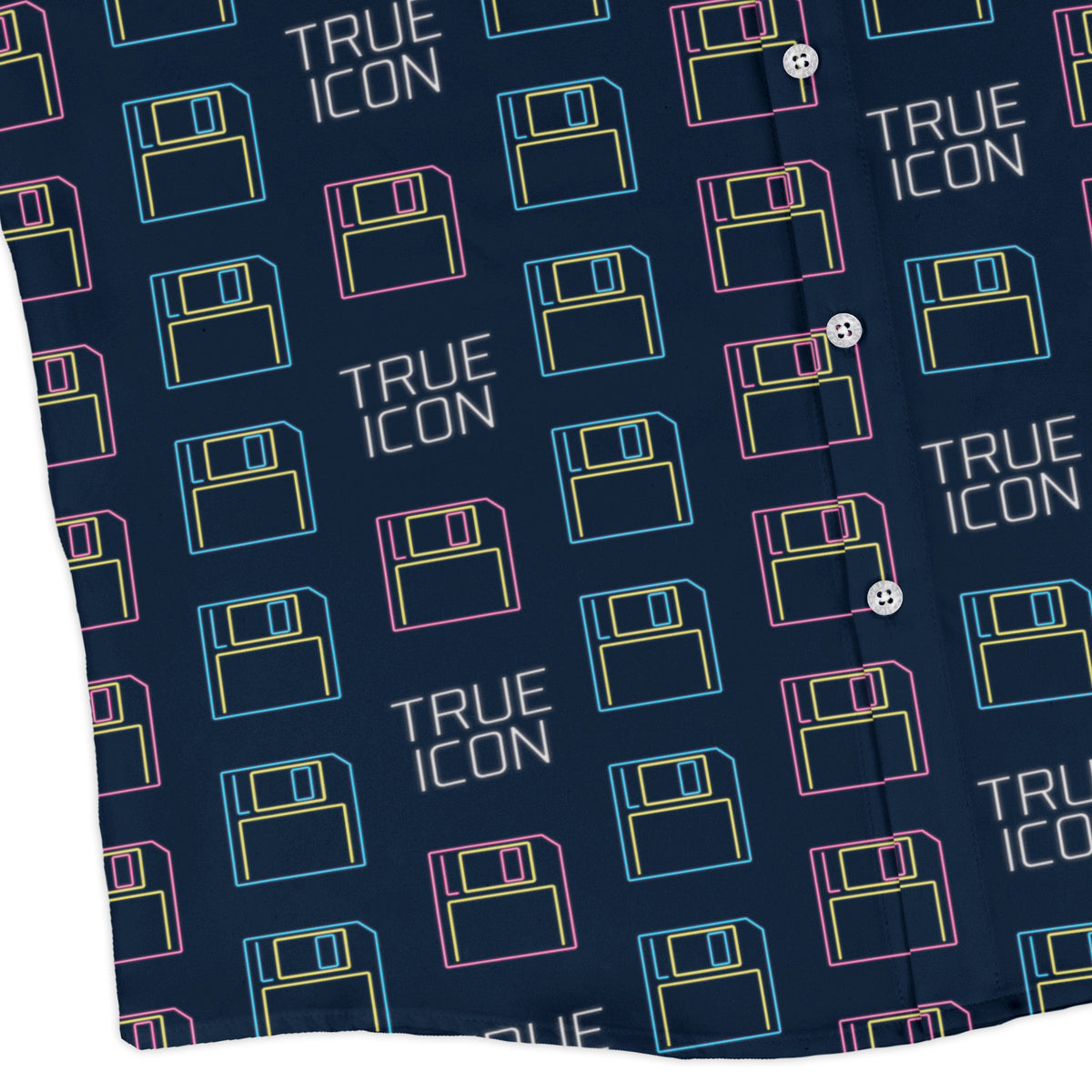 True Icon Floppy Disk Long Sleeve Button Up Shirt corner
