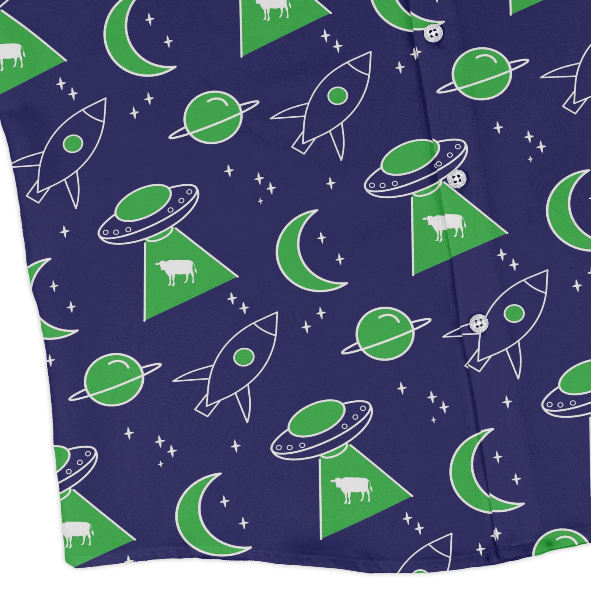 UFO Cow Abduction Long Sleeve Button Up Shirt