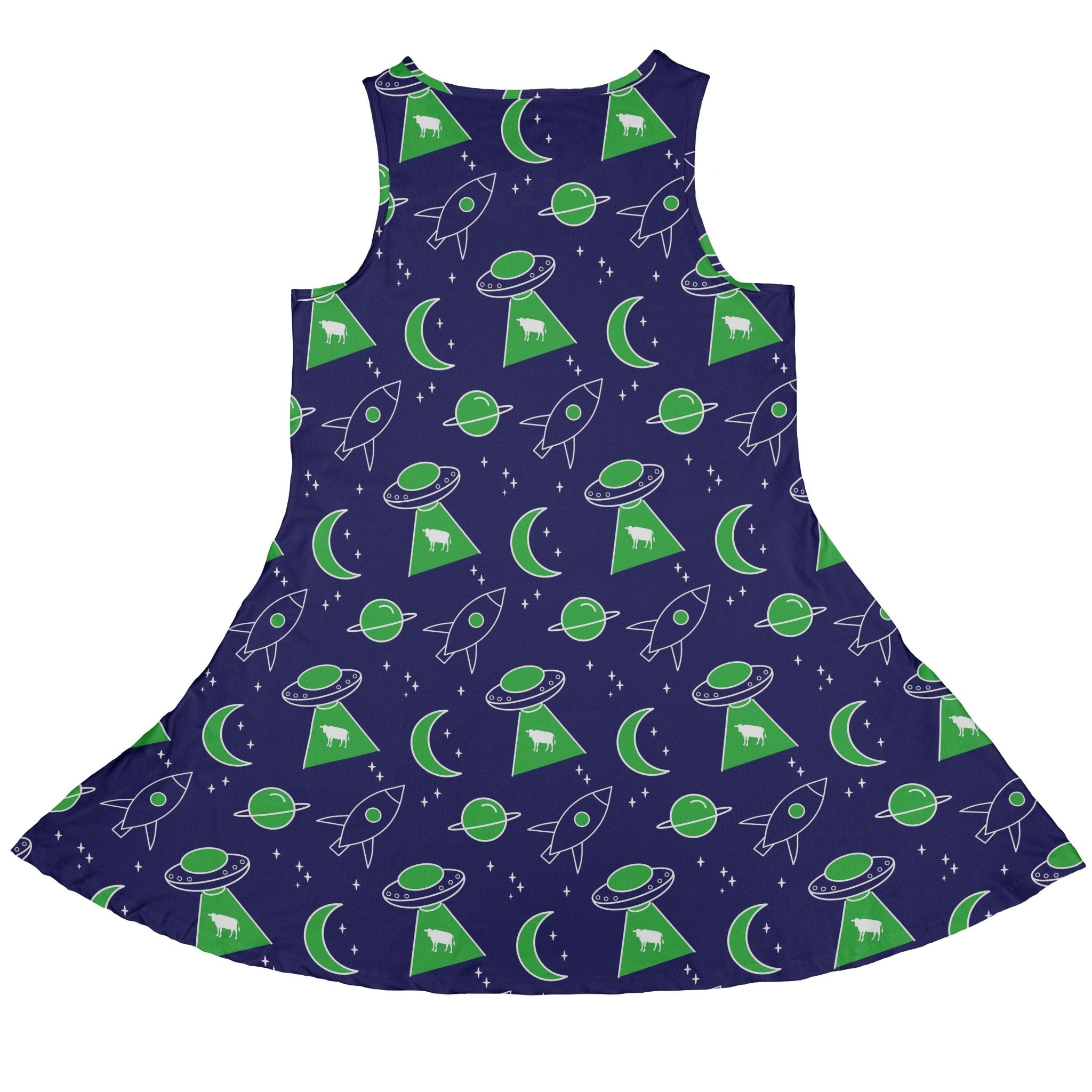 Ufo Cow Abduction Dress Geek Nerd Animal Patterns Design by Heather Davenport lx - C