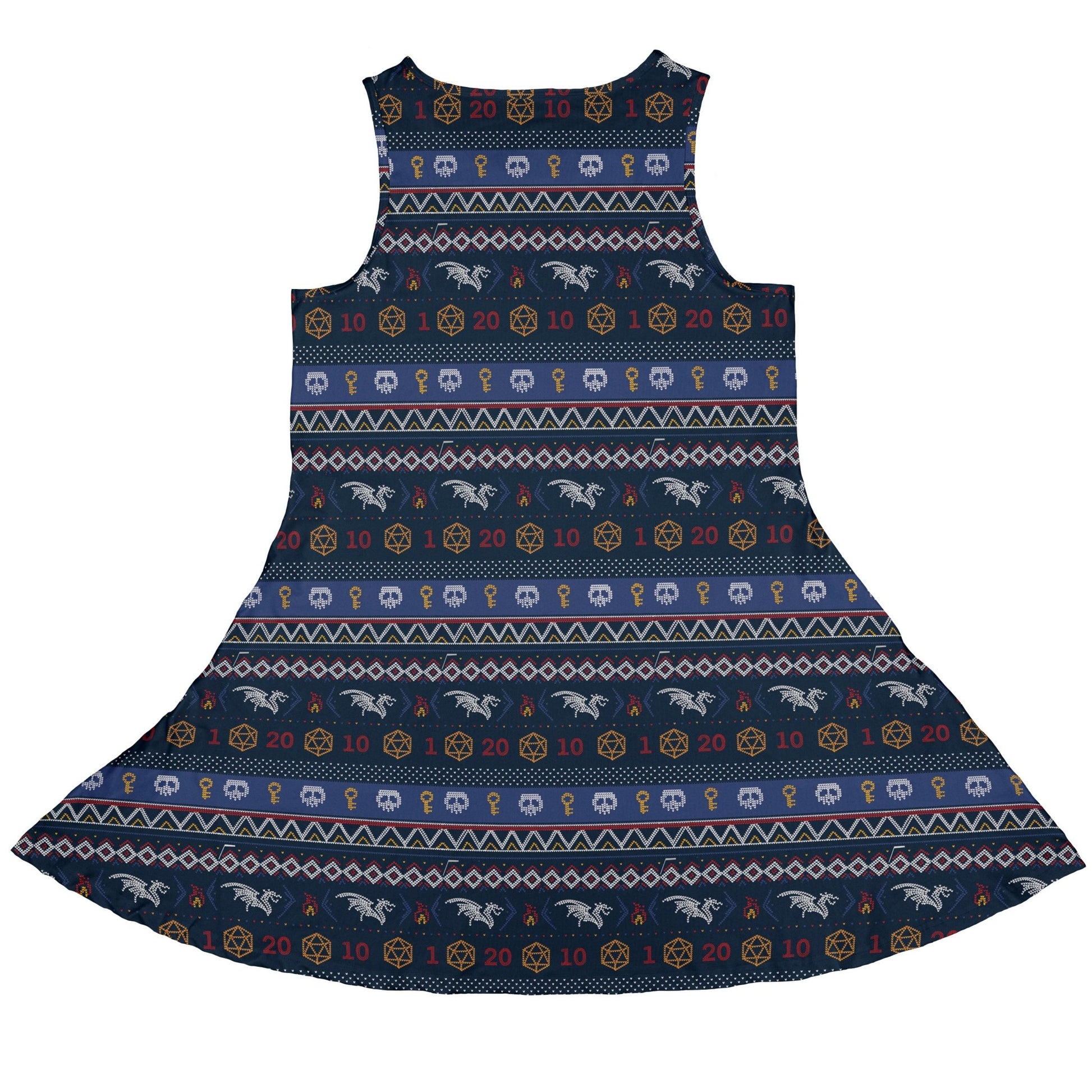 Ugly Christmas Sweater DND Adventure Dress Geek Nerd Christmas Print Design by Claire Murphy lx - C