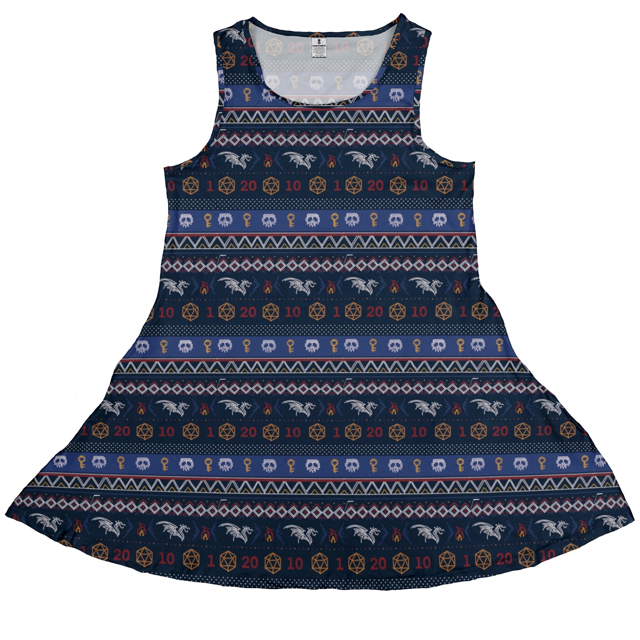 Ugly Christmas Sweater DND Adventure Dress Geek Nerd Christmas Print Design by Claire Murphy lx - C