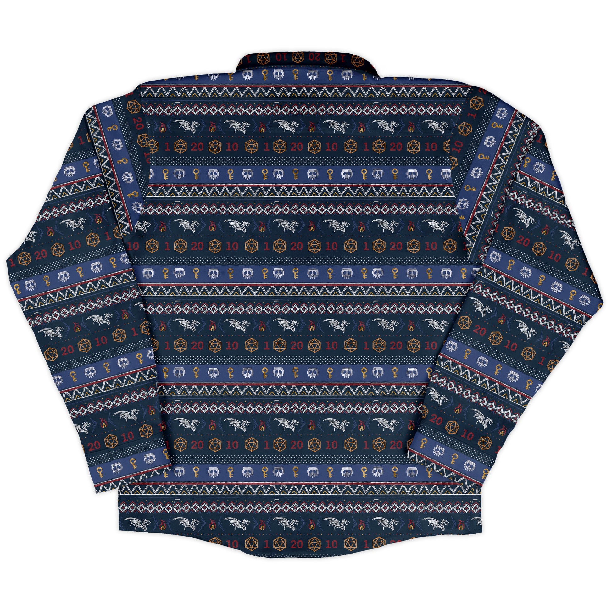Ugly Christmas Sweater DND Adventure Long Sleeve Button Up Shirt