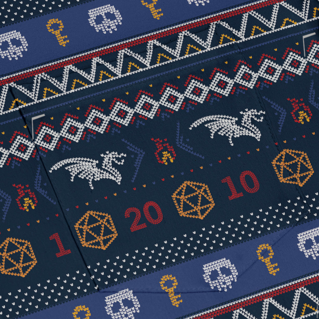 Ugly Christmas Sweater DND Adventure Long Sleeve Button Up Shirt