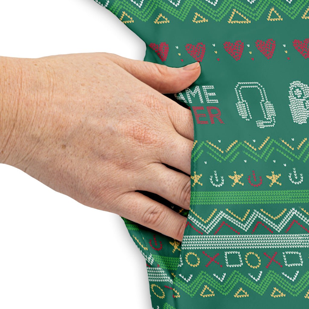 Ugly Christmas Sweater Video Gamer Dress Geek Nerd Christmas Print Design by Claire Murphy lx - C