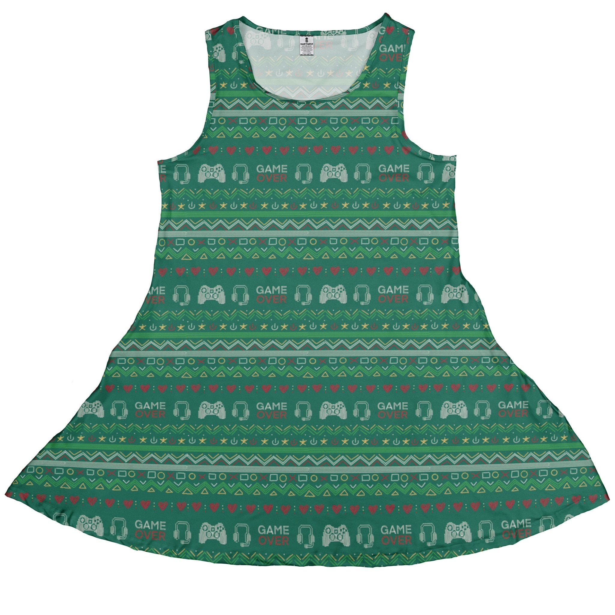 Ugly Christmas Sweater Video Gamer Dress Geek Nerd Christmas Print Design by Claire Murphy lx - C