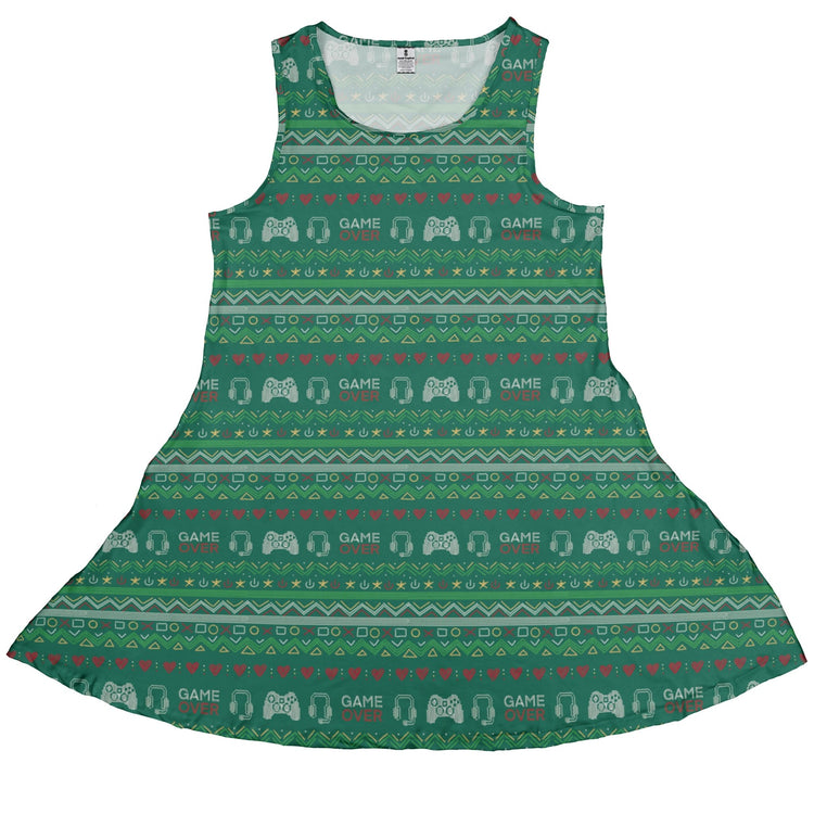 Ugly Christmas Sweater Video Gamer Dress Geek Nerd Christmas Print Design by Claire Murphy lx - C
